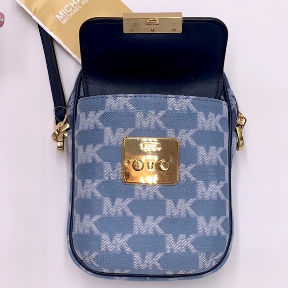 MICHAEL KORS SLOAN EDITOR SMALL NS  TOP ZIP FLAP PACKET PHONE XBODY NAVY MULTI - Picture 7 of 16